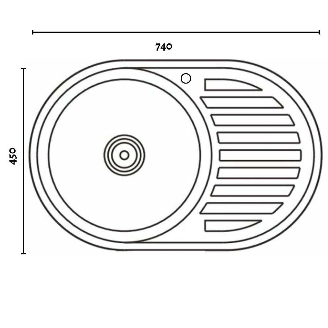 картинка Мойка кухонная врезная 45*74 левая б/о 0,60мм, глубина чаши 16см (б/с*) 12шт/уп в магазине ТМК
