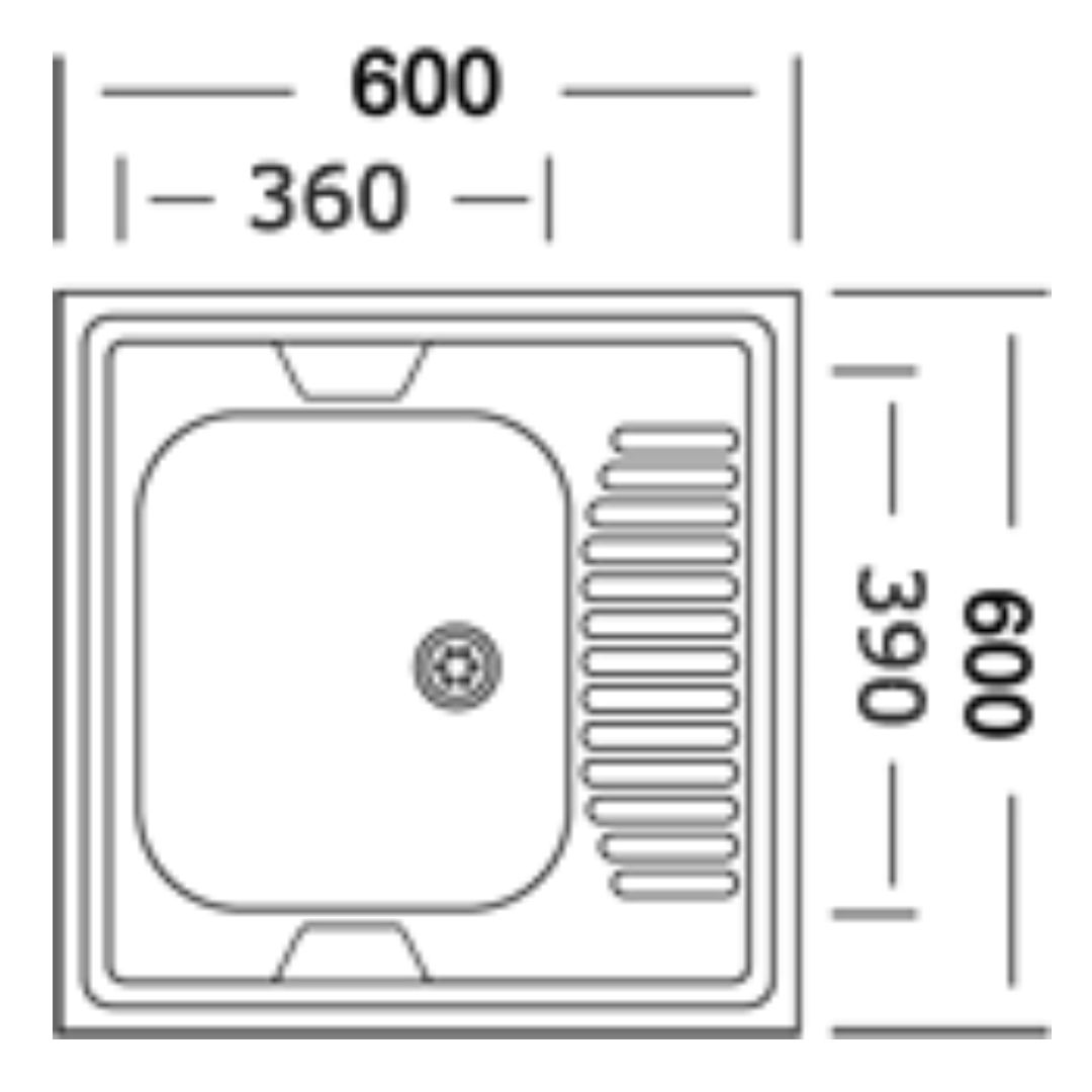 картинка Мойка кухонная 60*60 левая 0,40мм, глубина чаши 15см (б/с) 18шт/уп в магазине ТМК