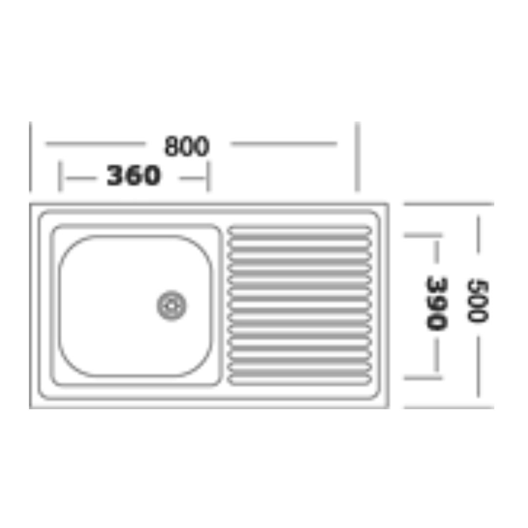 картинка Мойка кухонная 50*80 левая 0,40мм, глубина чаши 13см  (б/с) 15шт/уп в магазине ТМК