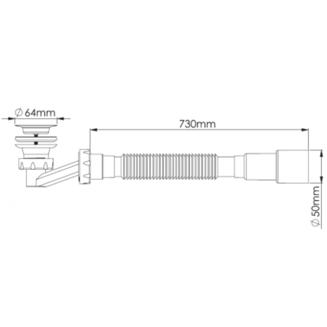 картинка Сифон ZEGOR для душ/поддона низкий h70, выпуск 64мм гибк.труба 1 1/2-40/50 60шт/уп в магазине ТМК