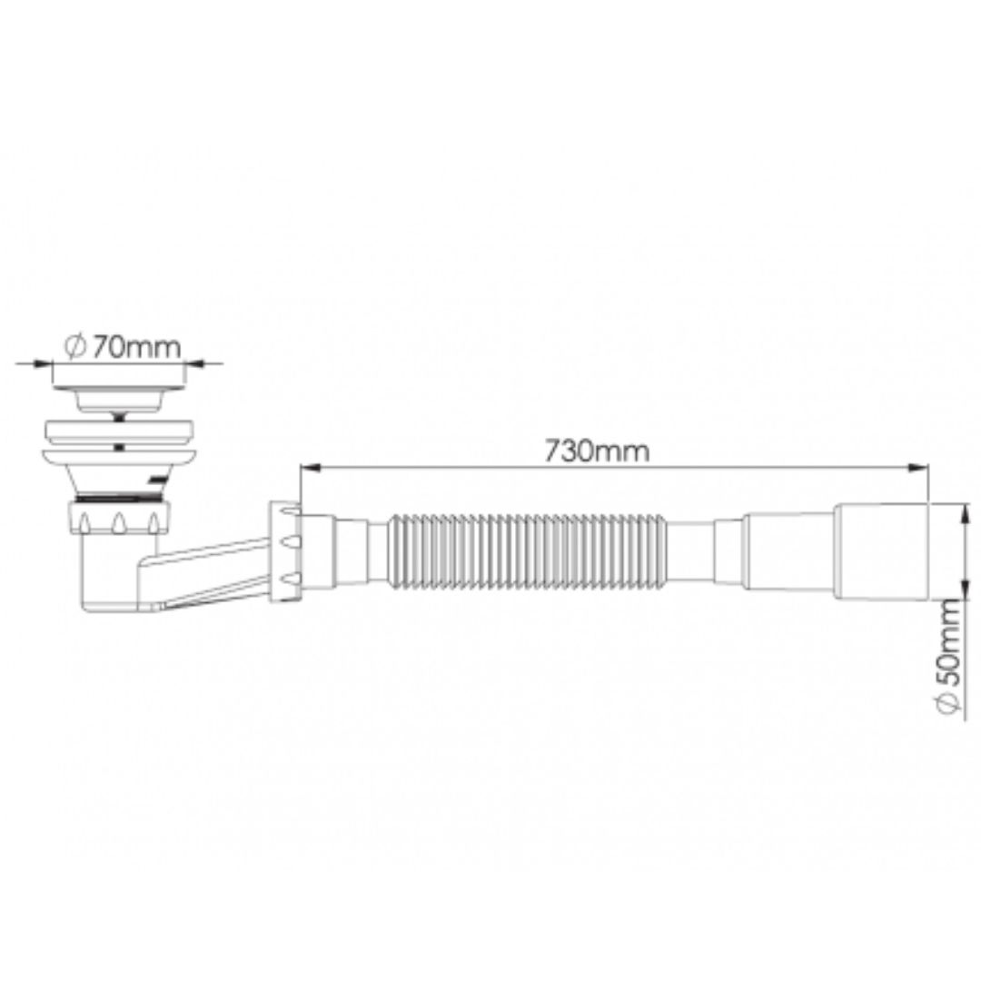 картинка Сифон ZEGOR для душ/поддона низкий h90, выпуск 70мм гибк.труба 1 1/2-40/50 50шт/уп в магазине ТМК