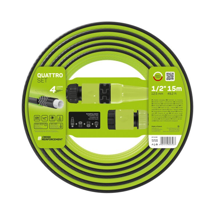 картинка Поливочный набор QUATTRO шланг 1/2” 15 м  + комплект соединителей   1шт/уп в магазине ТМК