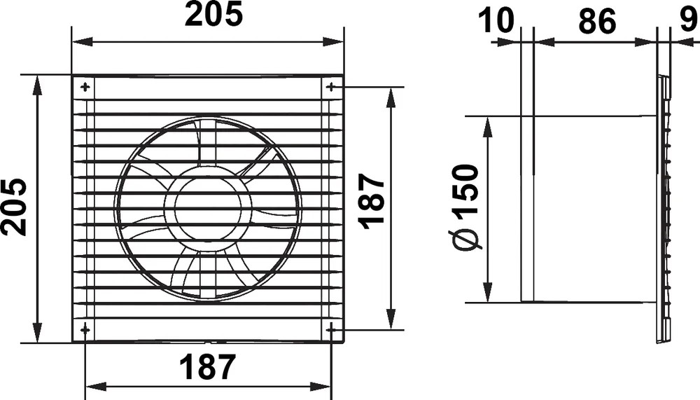 картинка *A 6S С Вентилятор осевой вытяжной с антимоскитной сеткой с обрат клап D150 14 шт в магазине ТМК