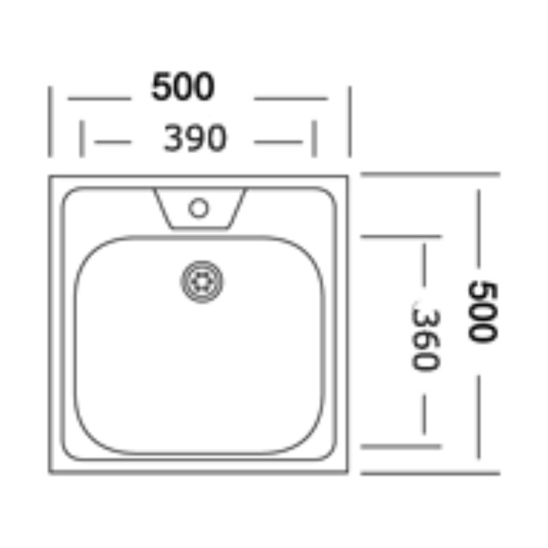 картинка Мойка кухонная 50*50 0,40мм, глубина чаши 13см  (б/с) 20шт/уп в магазине ТМК